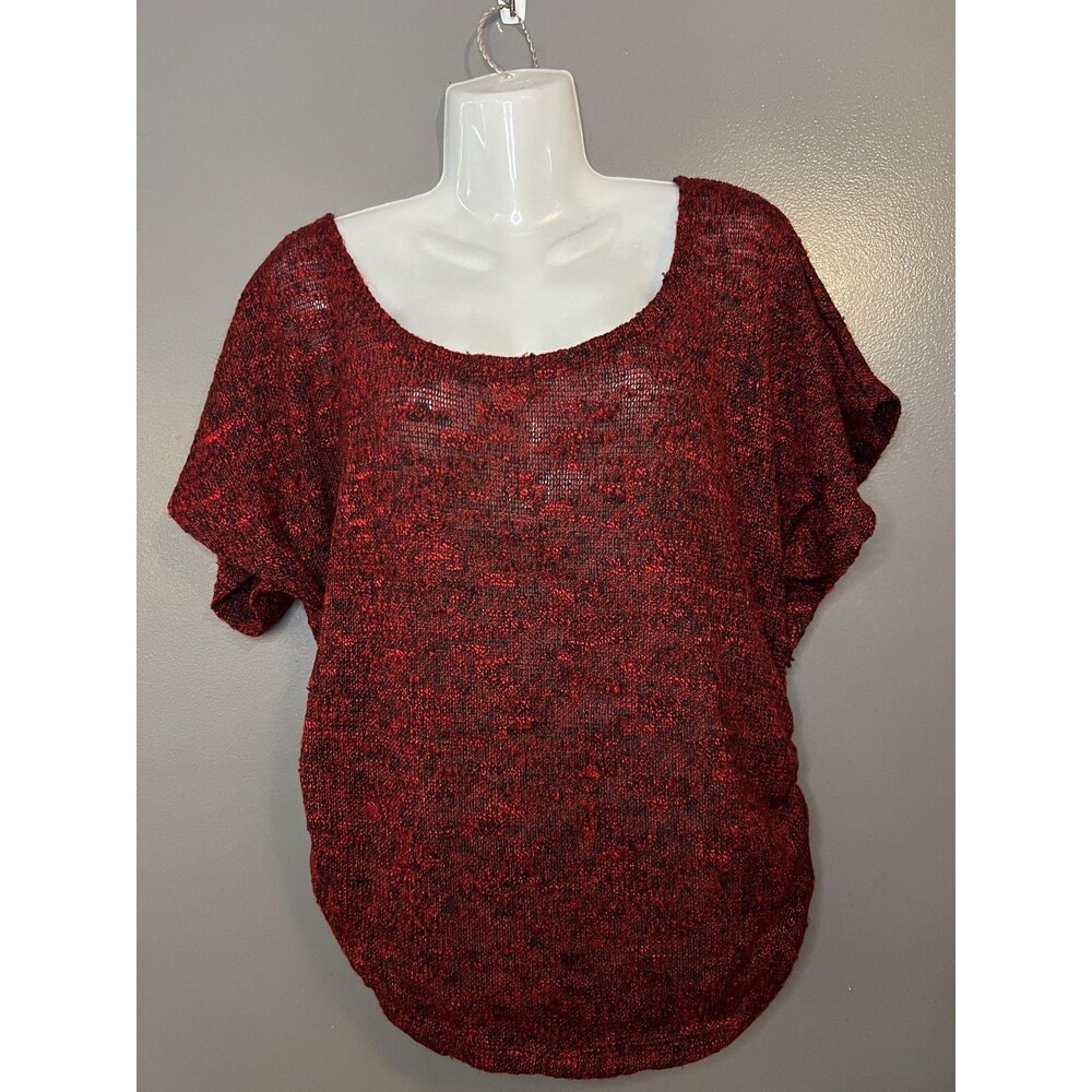 Caren Sport Tunic Womens 2X Red Scoop Neck Dolman Sleeve Knit Lightweight Shirt